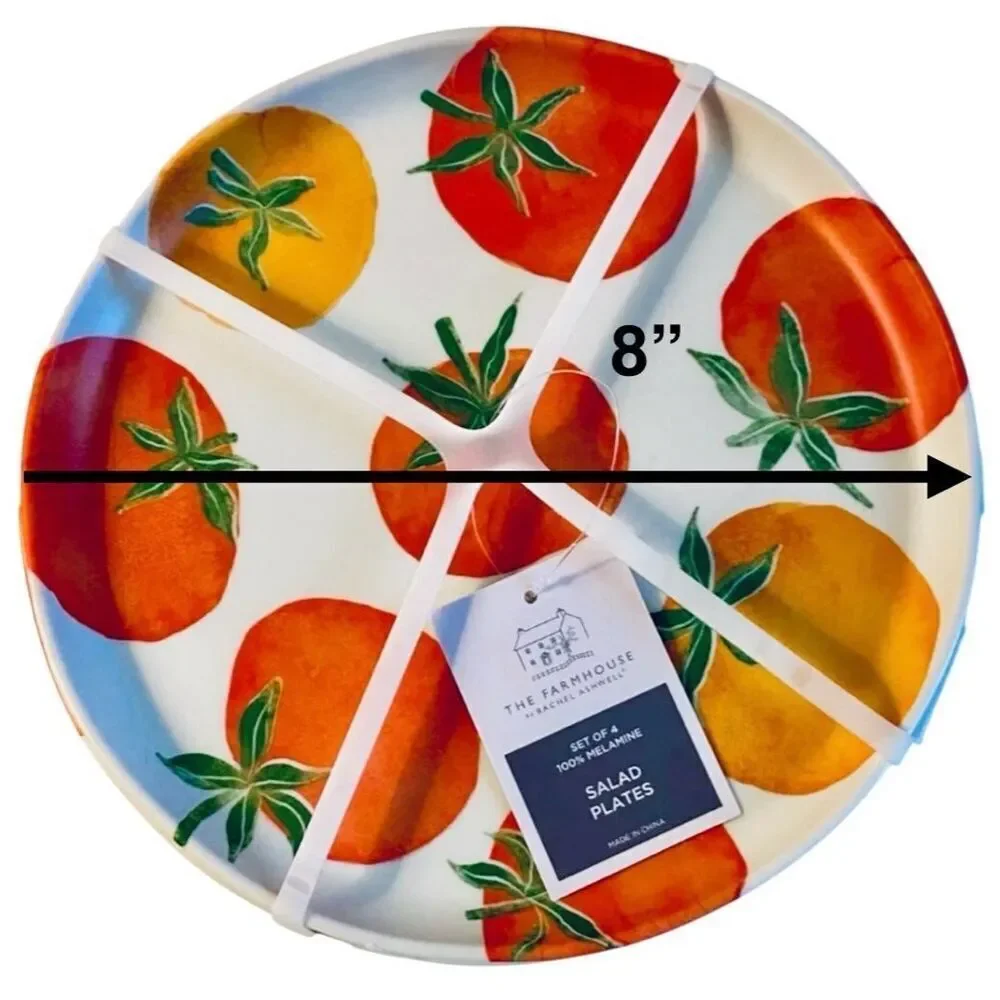 NWT Gorgeous Rachel Ashwell The Farmhouse 4 Set Melamine Tomatoes Salad Plates